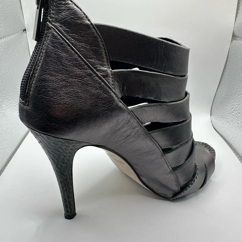 WHBM Leather Caged Peep Toe Heel, Gunmetal - Picture 4 of 11